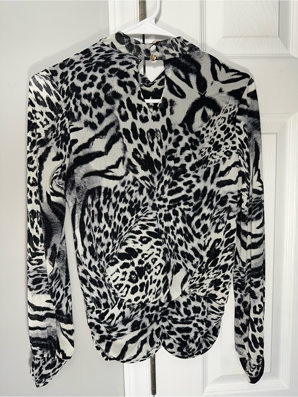 Women's Black & White Animal Print Blouse